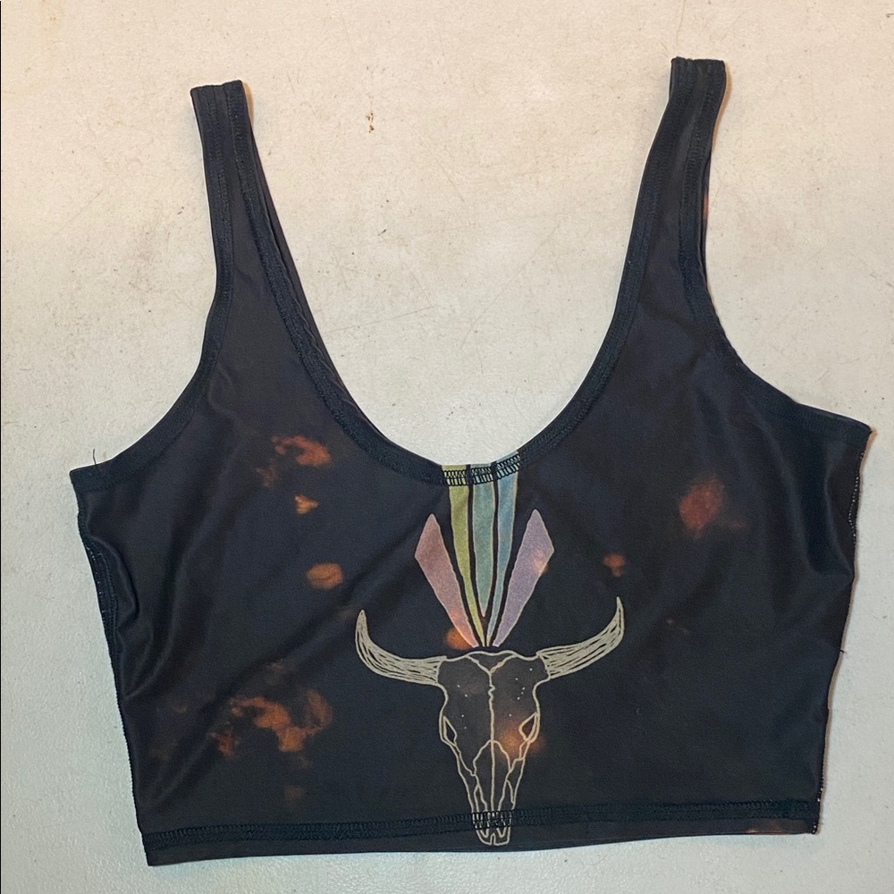 Teeki Black and Orange Graphic Tank Top